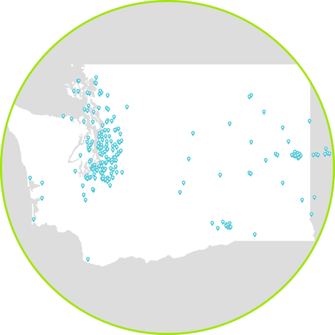 Map of Washington state showing Embright's provider network